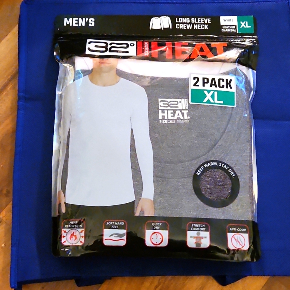 Mens 2 pack long sleeve crew neck 32  degree  heat  shirts